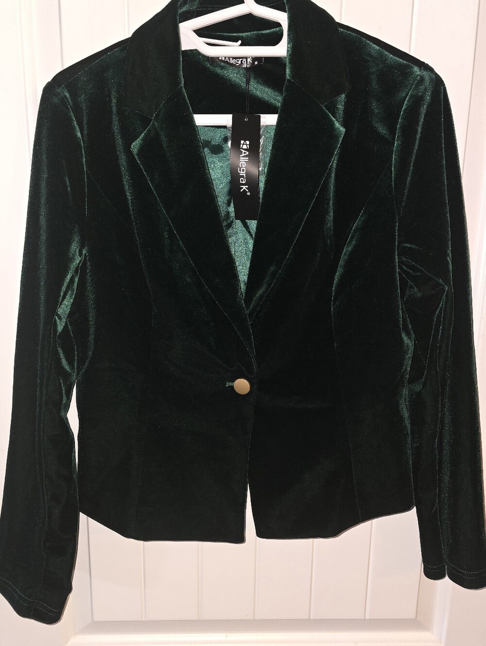 Allegra K Women's Emerald Green Velvet Blazer NWT M